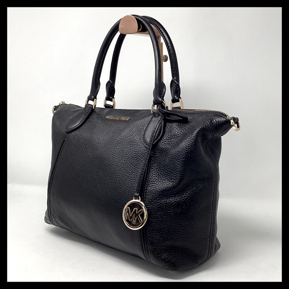 MICHAEL KORS Lenox Large Pebbled Leather Satchel Black - Picture 5 of 12